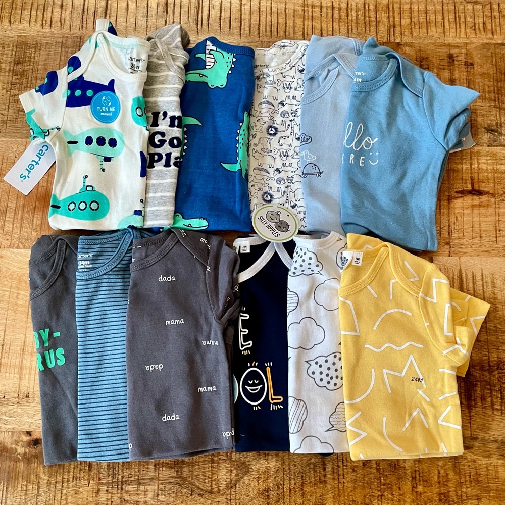 24m NWT bundle of short and one long sleeve onesies for baby boy